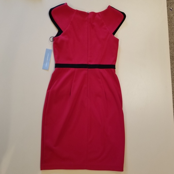 Red dress zipper shoulder size 6 black gold crew - Picture 2 of 5